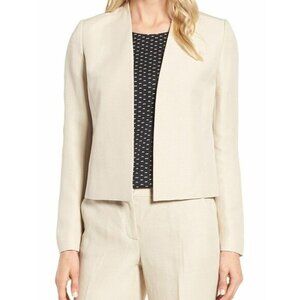 Classiques Entier Beige Crop Open Front Jacket Linen Blend Sz M New $329